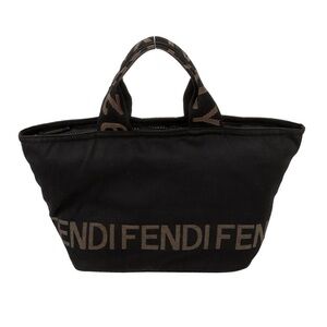 Fendi Vintage Zucca Top Handle Mini Bag Black Nylon FF Logo Y2K Italy